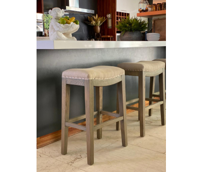 Sally barstool or kitchen stool linen with soft padded top seating