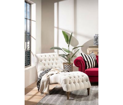 ivory upholstered buttoned chaise