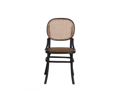  black chinese oak dining chair with rattan back