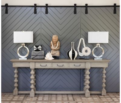 metal chrome base lamp with white shade