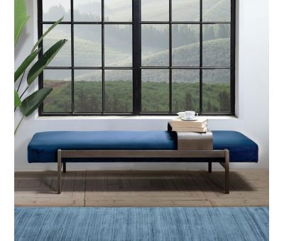 Arabel Day bed in blue navy velvet and a slidable metal table