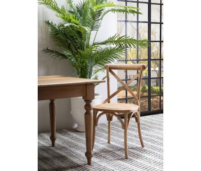 Block & Chisel Pacific Oak crossback dining chair with rattan seat