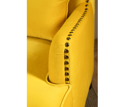 Burnley wingback chair in yellow velvet 
