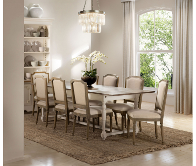 linen upholstered dining chair with wooden frame Château Collection 
