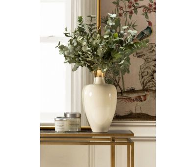 Cream enamel vase with bronze detail 