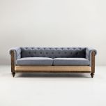 deconstructed chesterfield style sofa with wooden frame