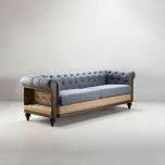 deconstructed chesterfield style sofa with wooden frame