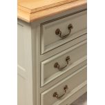 french provincial style 3 drawer pedestal in biscuit and weathered oak