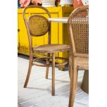 Oak dining chair with rattan back