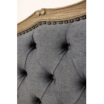 Block & Chisel grey button tufted queen size headboard with oak wood frame Château Collection 