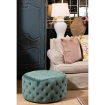 Green velvet round ottoman with button detail Château Collection
