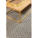 Block & Chisel stone coloured wool rug with black pattern detail