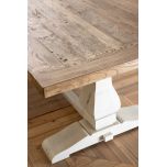 dining table with white base and old elm wood top