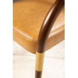 leather and wood tub chair with gold detail