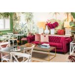 Lillian coffee table with gold base and antique weathered top