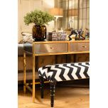 mirrored gold console with 3 drawers