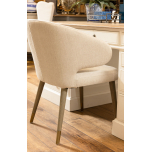 Block and chisel dining chair in linen