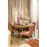 Upholstered dining chair with fan back upholstered detail 