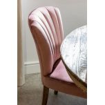 Upholstered dining chair with fan back upholstered detail 