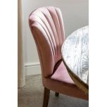 Upholstered dining chair with fan back upholstered detail 
