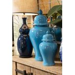 blue ceramic ginger jar with lid 