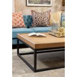 Block & Chisel weathered oak coffee table with wrought iron frame