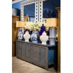 Chinese blue distressed sideboard with 6 doors