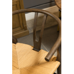dark wood frame wishbone dining chair 