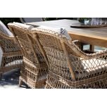 Outdoor armchair in synthetic rattan with cushions