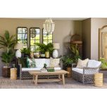 Outdoor 2 seater sofa in synthetic rattan with cushions 