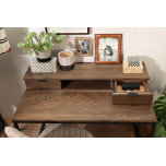 Block & Chisel antique weathered oak work table with iron base