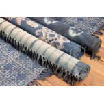 blue and white cotton rug