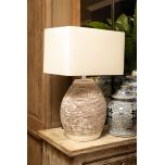 Table lamp with white wash base and white shade 