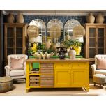 Toulouse kitchen island in yellow and weathered oak 