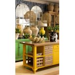 Toulouse kitchen island in yellow and weathered oak 