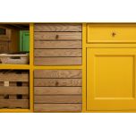 Toulouse kitchen island in yellow and weathered oak 