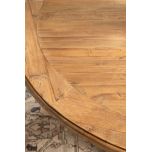 round dining table black base and natural top