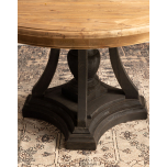 round dining table black base and natural top