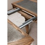 extension dining table with metal inlay