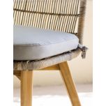 rattan and cane outdoor chair with grey cushion 