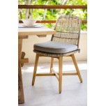 rattan and cane outdoor chair with grey cushion 