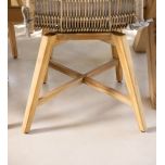 rattan and cane outdoor chair with grey cushion 