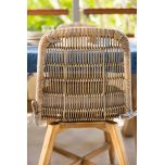 rattan and cane outdoor chair with grey cushion 