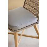 rattan and cane outdoor chair with grey cushion 