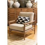 Linen arm chair with oak frame 