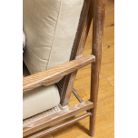 Linen arm chair with oak frame 
