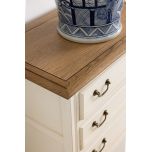 FPS 3 drawer bedside pedestal in antique white and weathered oak finish.