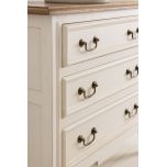 FPS 3 drawer bedside pedestal in antique white and weathered oak finish.