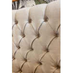 Block & Chisel button tufted beige linen upholstered king size headboard Château Collection