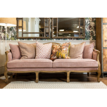 Château style french pink sofa with oak frame